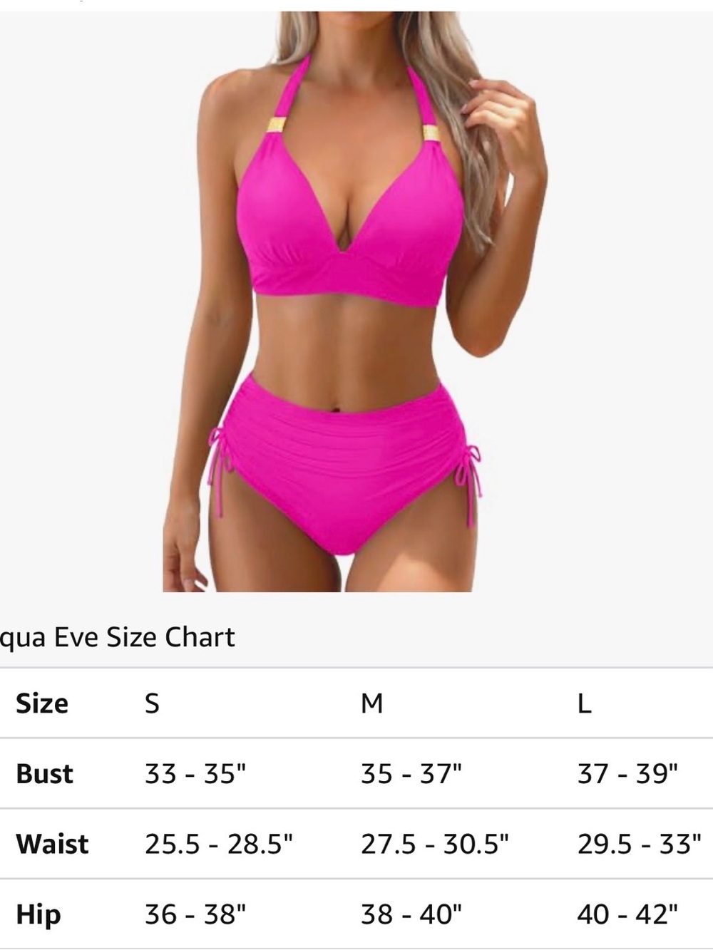 Aqua Eve Pink Two-Piece High-Waist Swim Set Small - Picture 5 of 10